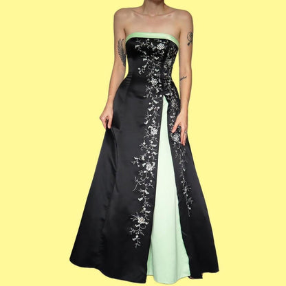 Green & Black Morgan & Co Strapless A-line Prom Gown UK 10-12