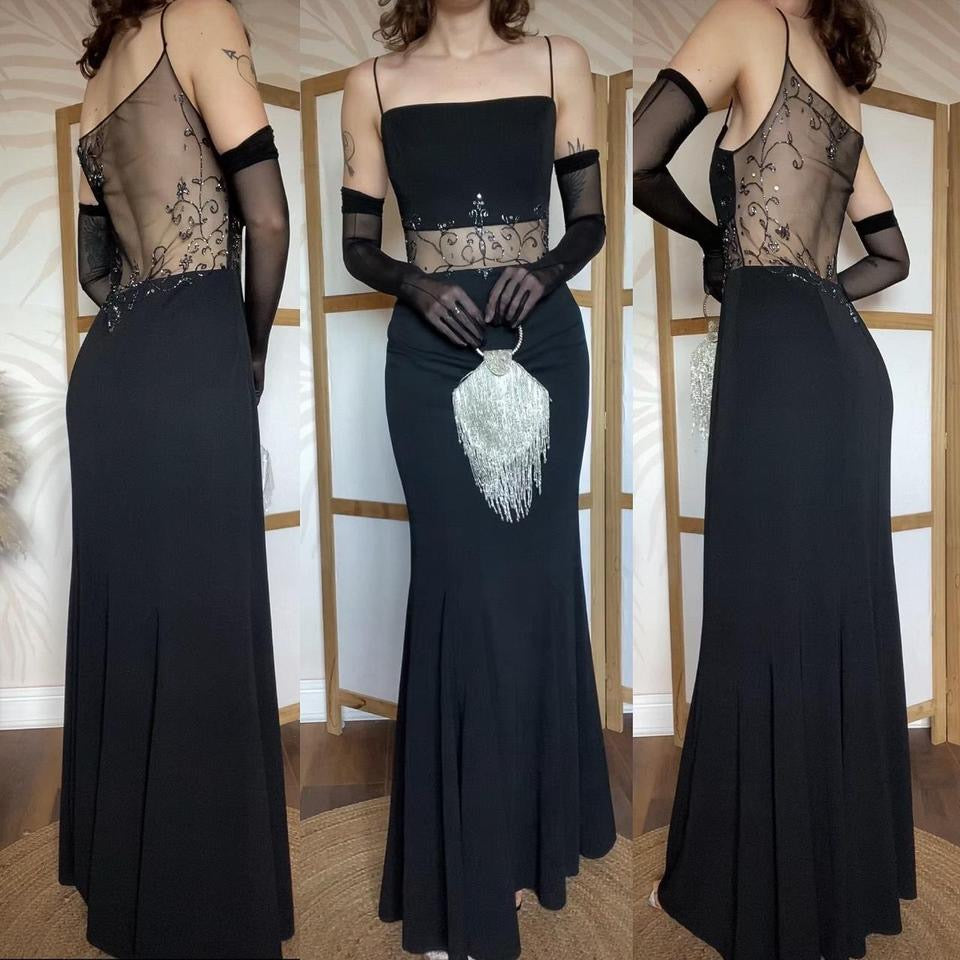 Dave & Johnny beaded sheer detail evening dress uk 14