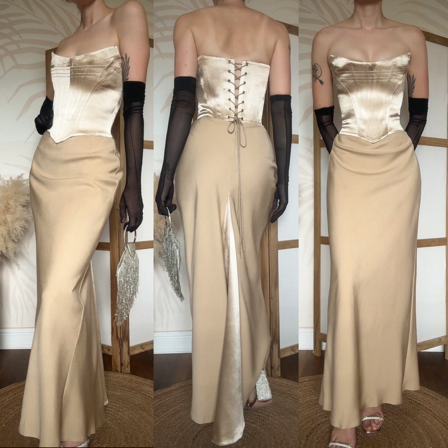 Gold Dawn Stretton corset evening dress UK 12