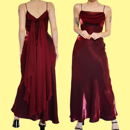 Nightway silky dark red evening dress UK 10