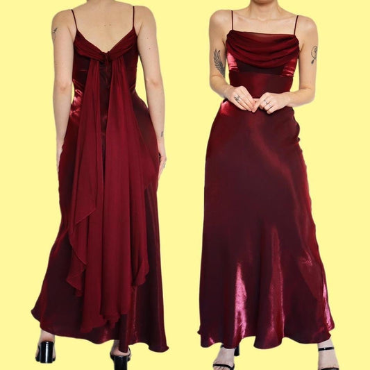 Nightway silky dark red evening dress UK 10