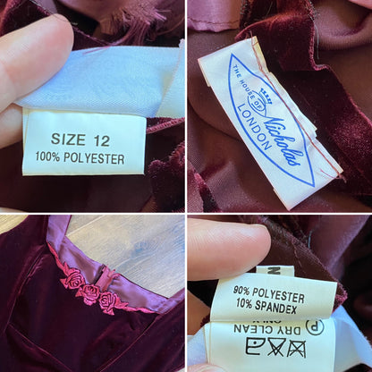 Red velvet stretch evening dress & shawl uk 10