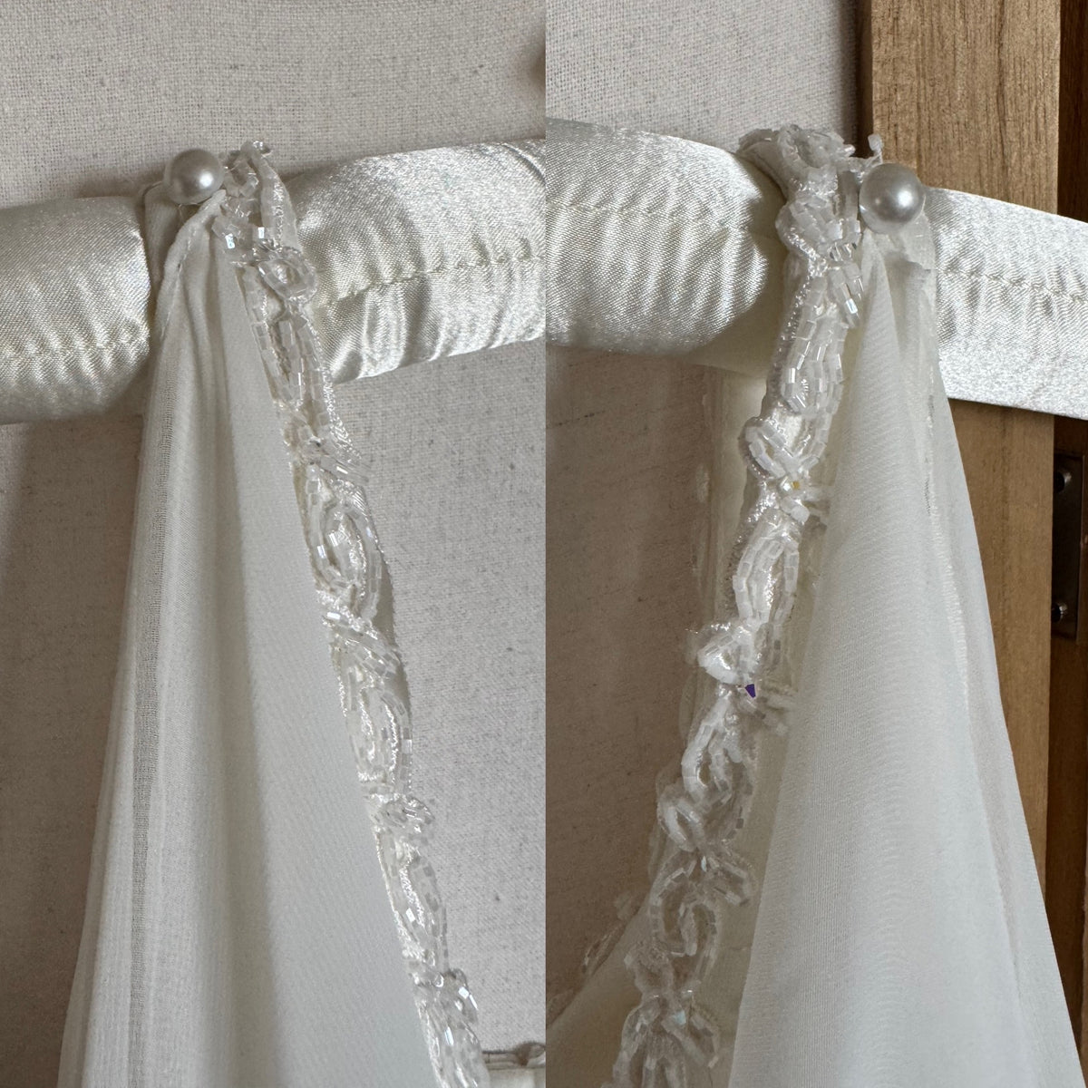 Ivory lace chiffon detail wedding dress uk 10
