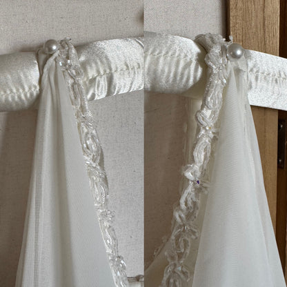 Ivory lace chiffon detail wedding dress uk 10