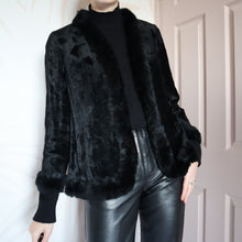 Load image into Gallery viewer, Black faux fur jacket UK M
