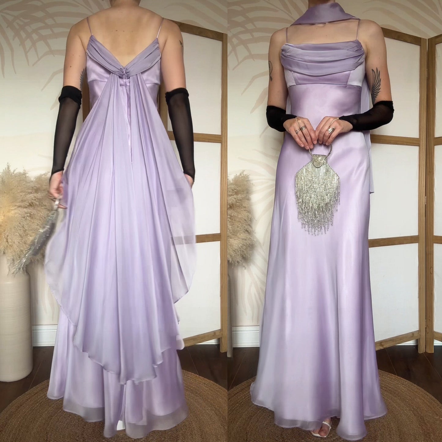 Lilac Tiffanys chiffon prom dress & shawl uk 10-12