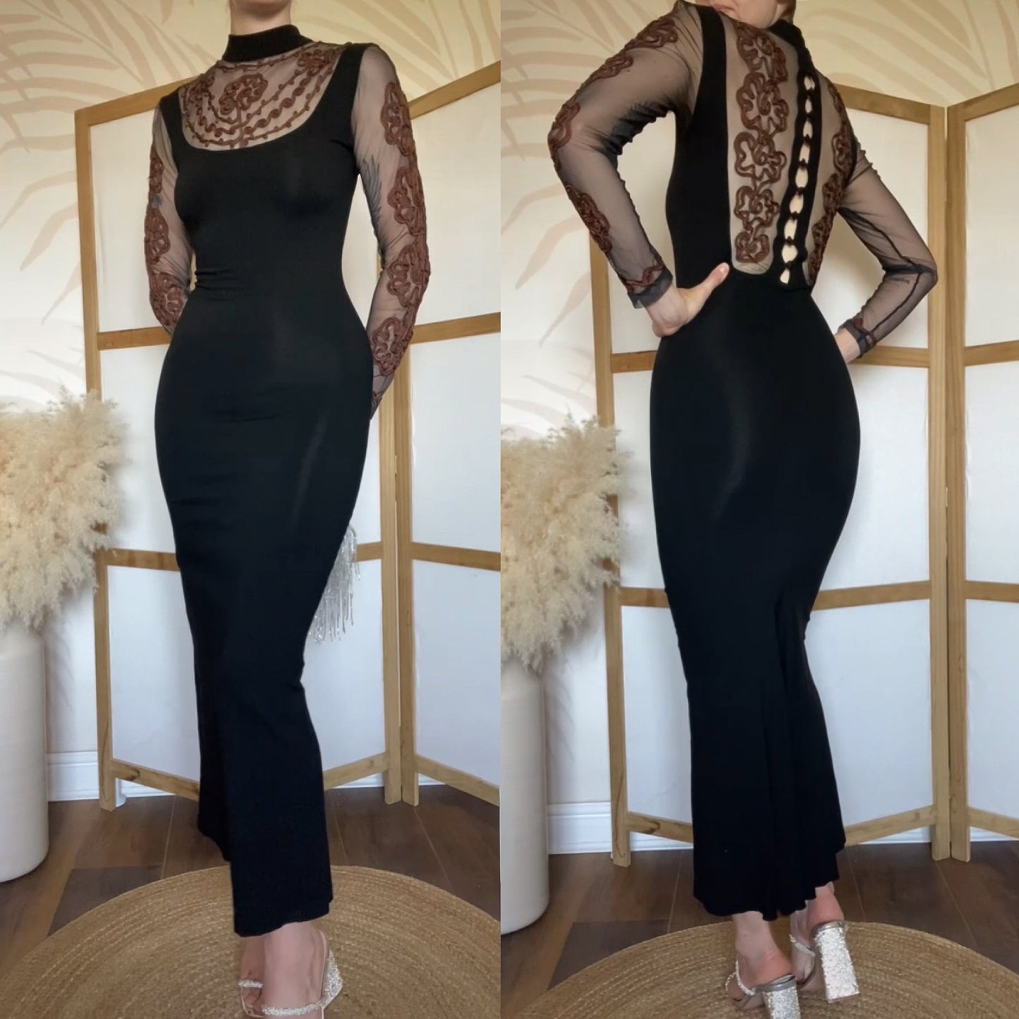 Black stretchy bodycon evening dress uk 6-8
