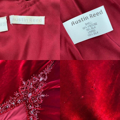 Red Velvet Austin Reed Silk Blend Low Back Dress UK 14