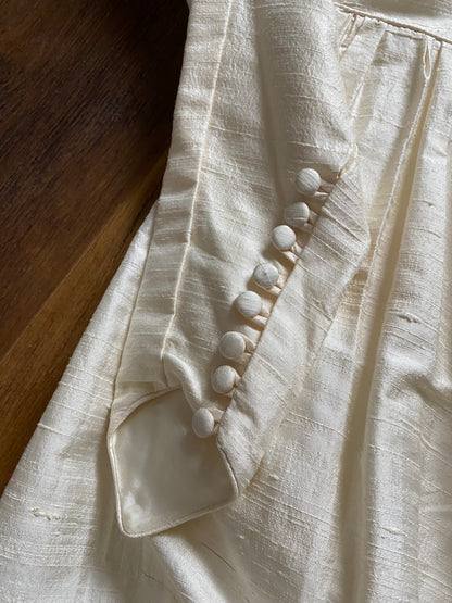 Ivory 80s 100% silk long sleeve wedding dress uk 10
