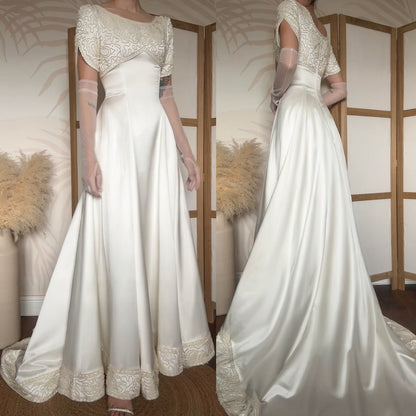 Hilary Morgan ivory satin wedding dress uk 12