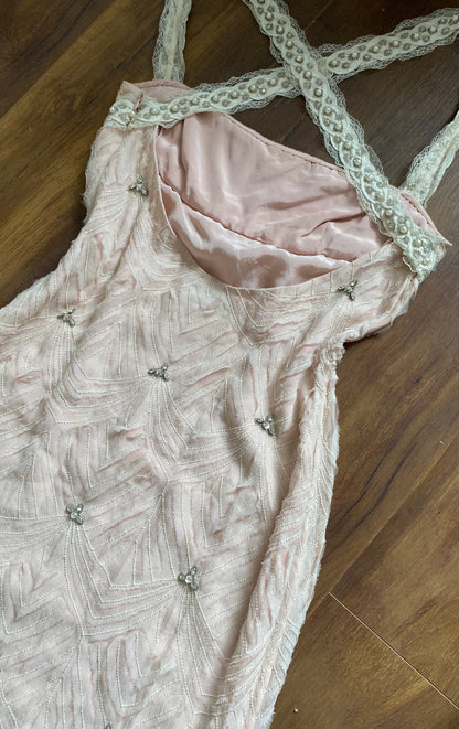 Patric Casey light pink silk evening dress uk 12