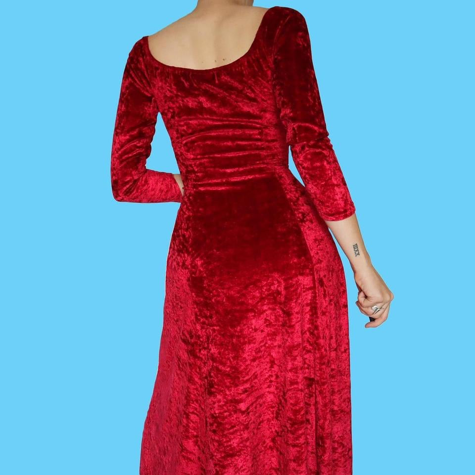 Red velvet a-line party dress UK 12