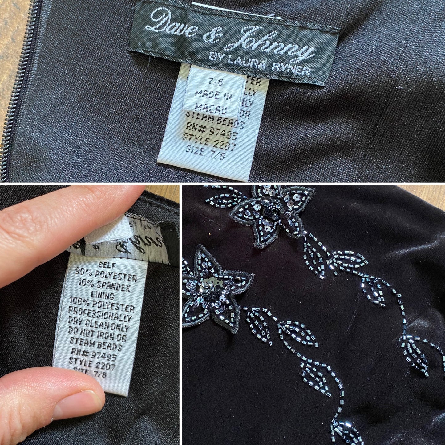 Black velvet Dave & Johnny stretch evening dress uk 12