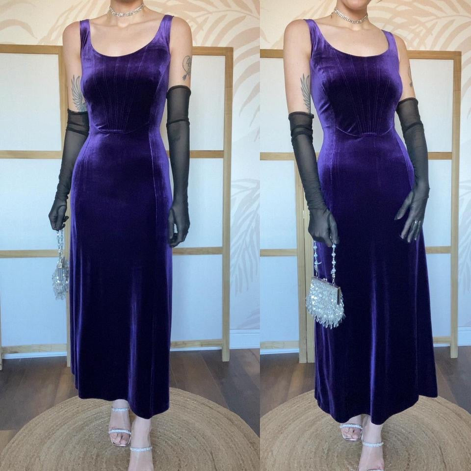 Laura Ashley purple stretch dress UK 16-18