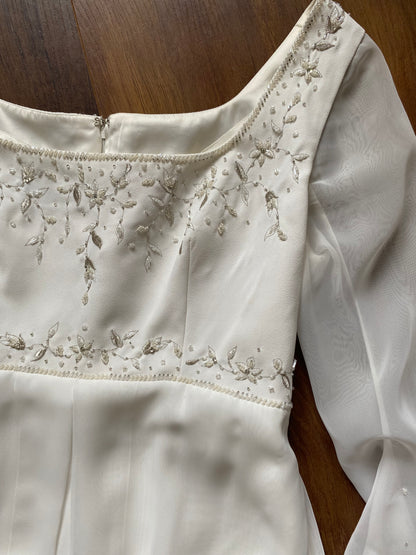 White long sleeve ethereal wedding dress UK 12