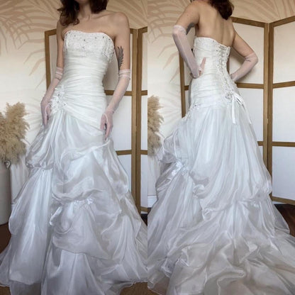 Maggie Sottero organza strapless a-line wedding dress uk 14