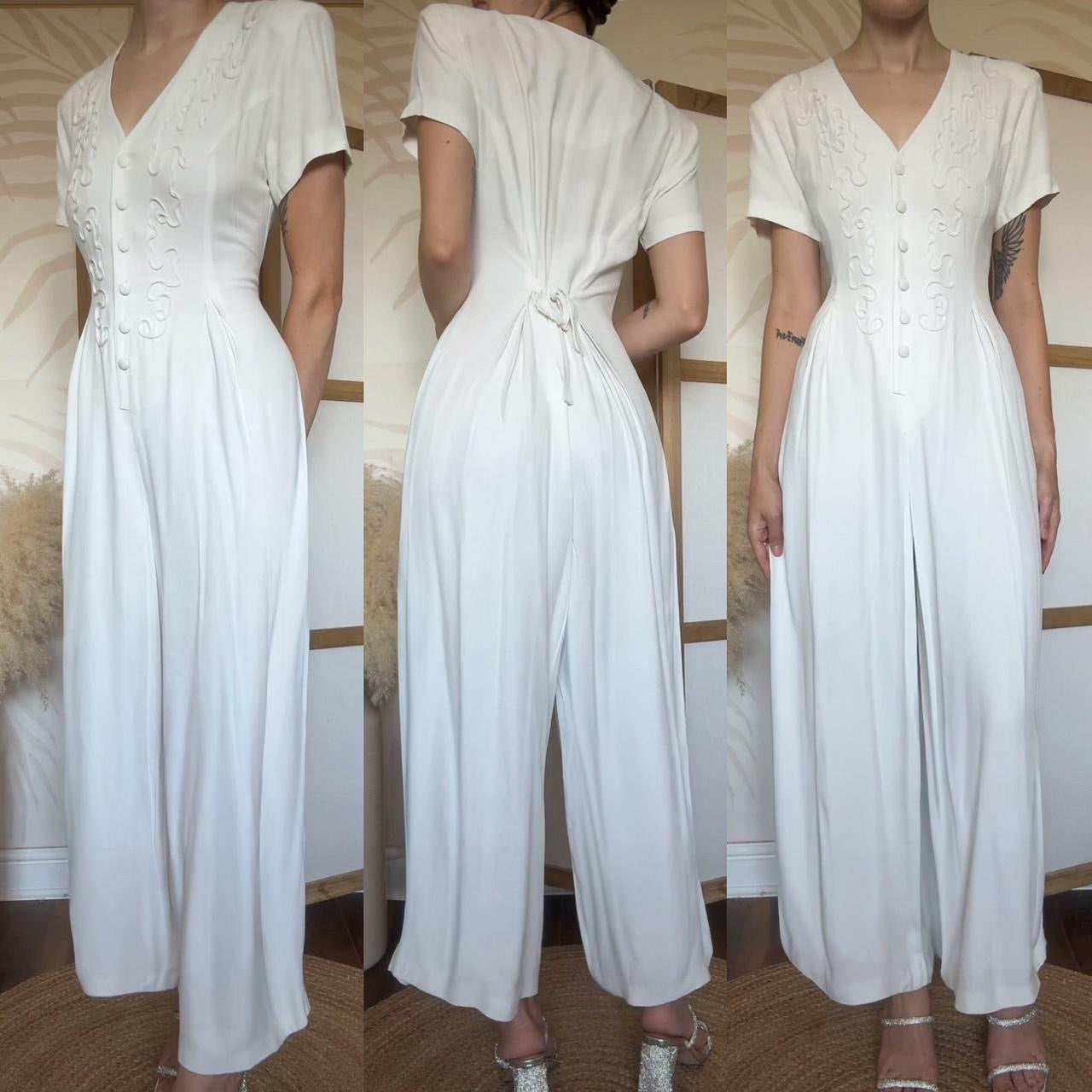 White short sleeve jumpsuit uk 10-12