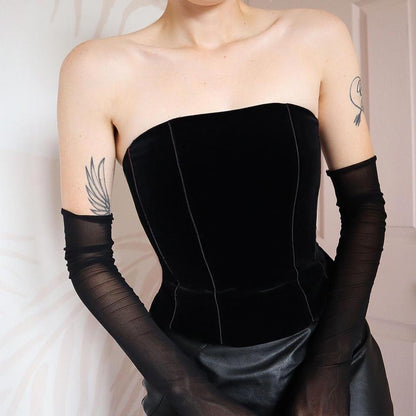 Black Velvet Monsoon Lace Back Corset UK 10