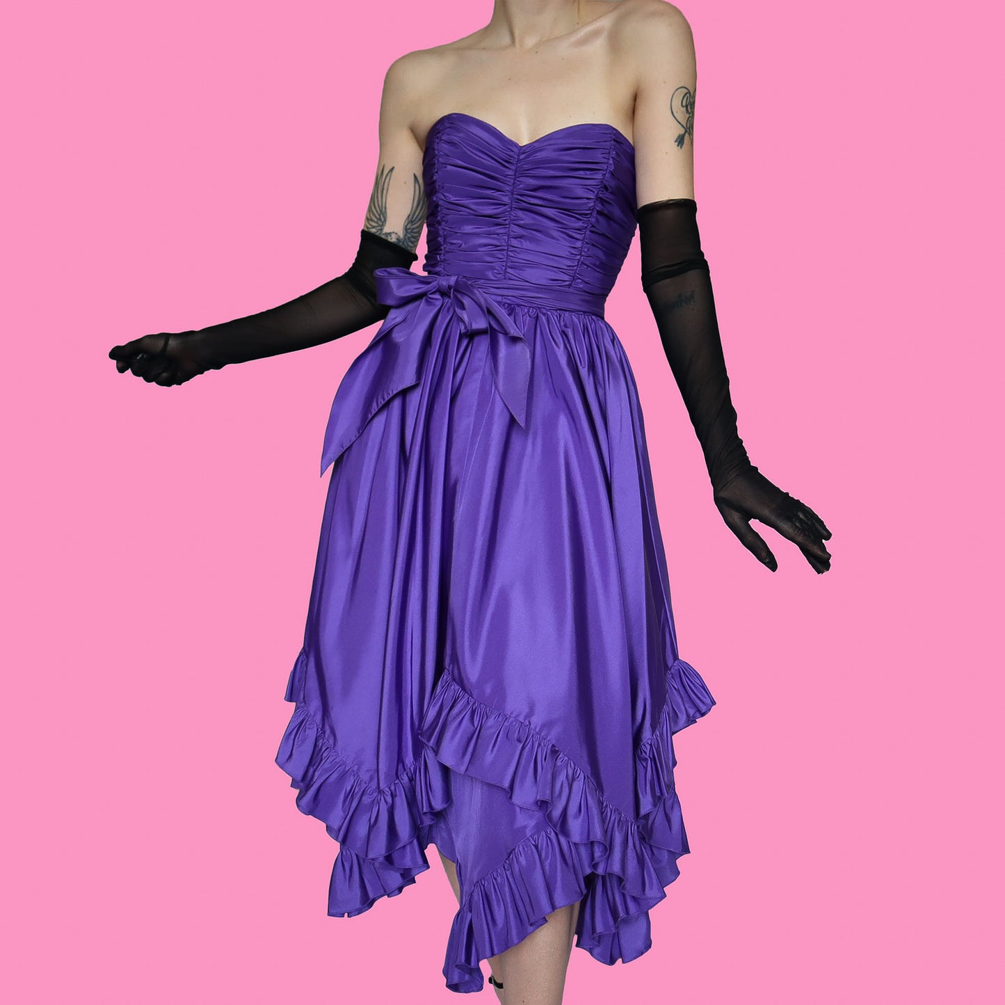 Frank Usher purple strapless midi dress UK 8-10