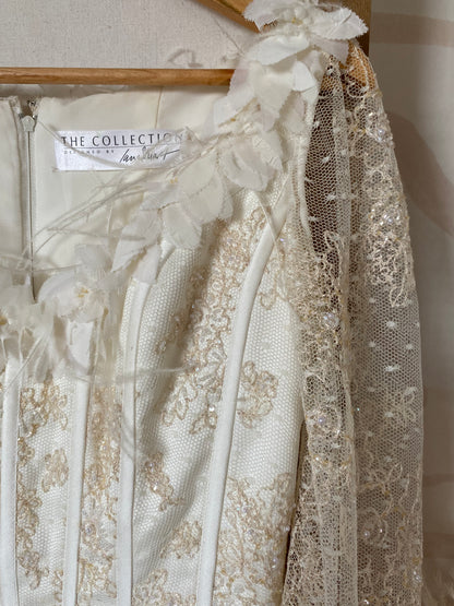 Ian Stuart champagne lace wedding dress uk 12