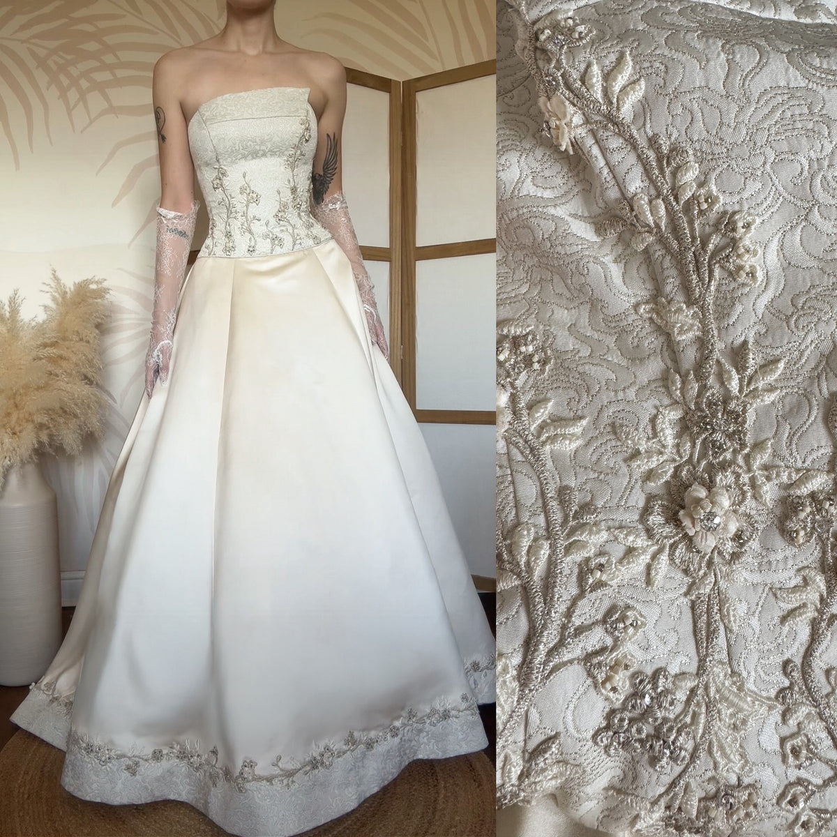 Strapless a-line cream ethereal wedding dress uk 10