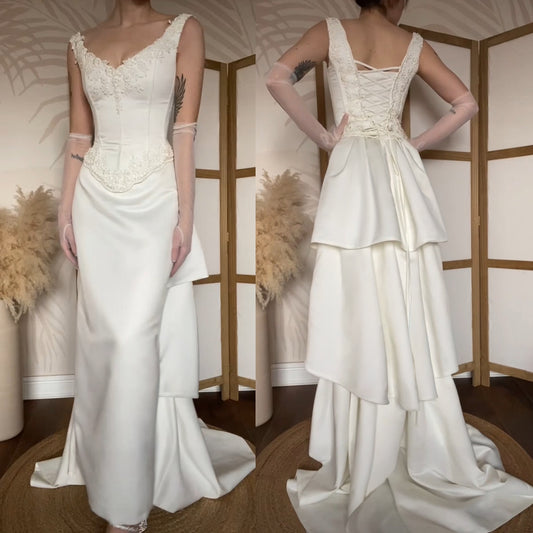 White Sincerity 2-piece corset & skirt wedding set uk 8-10
