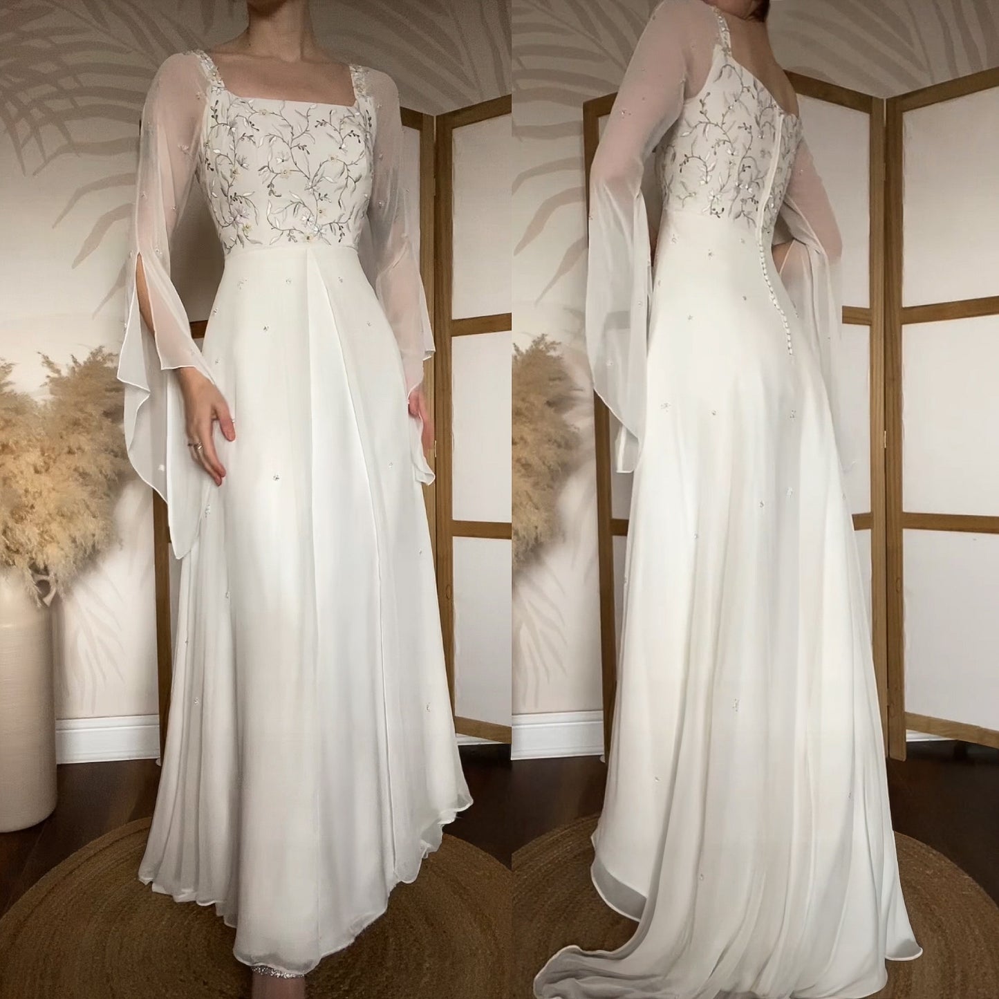 Benjamin Roberts long sleeve ethereal wedding dress uk 12
