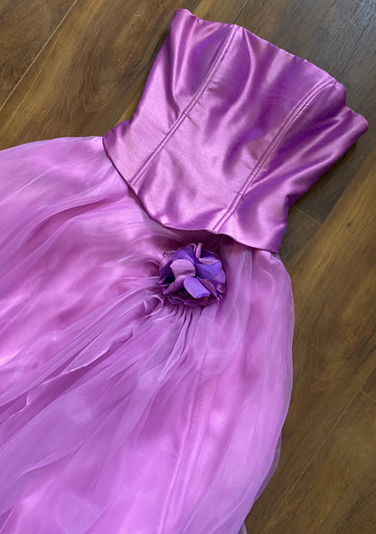 Goya purple strapless a-line prom dress uk 10