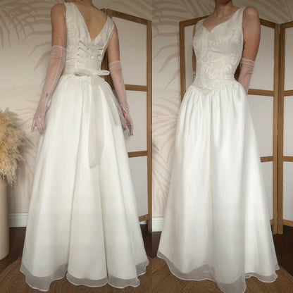 Ivory fit & flare wedding dress uk 12-14