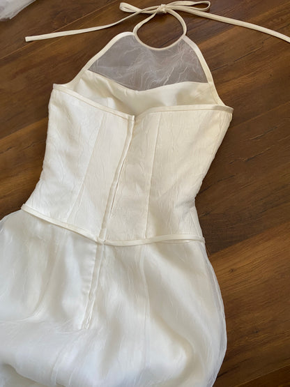 Pronuptia ivory halter neck wedding dress uk 8