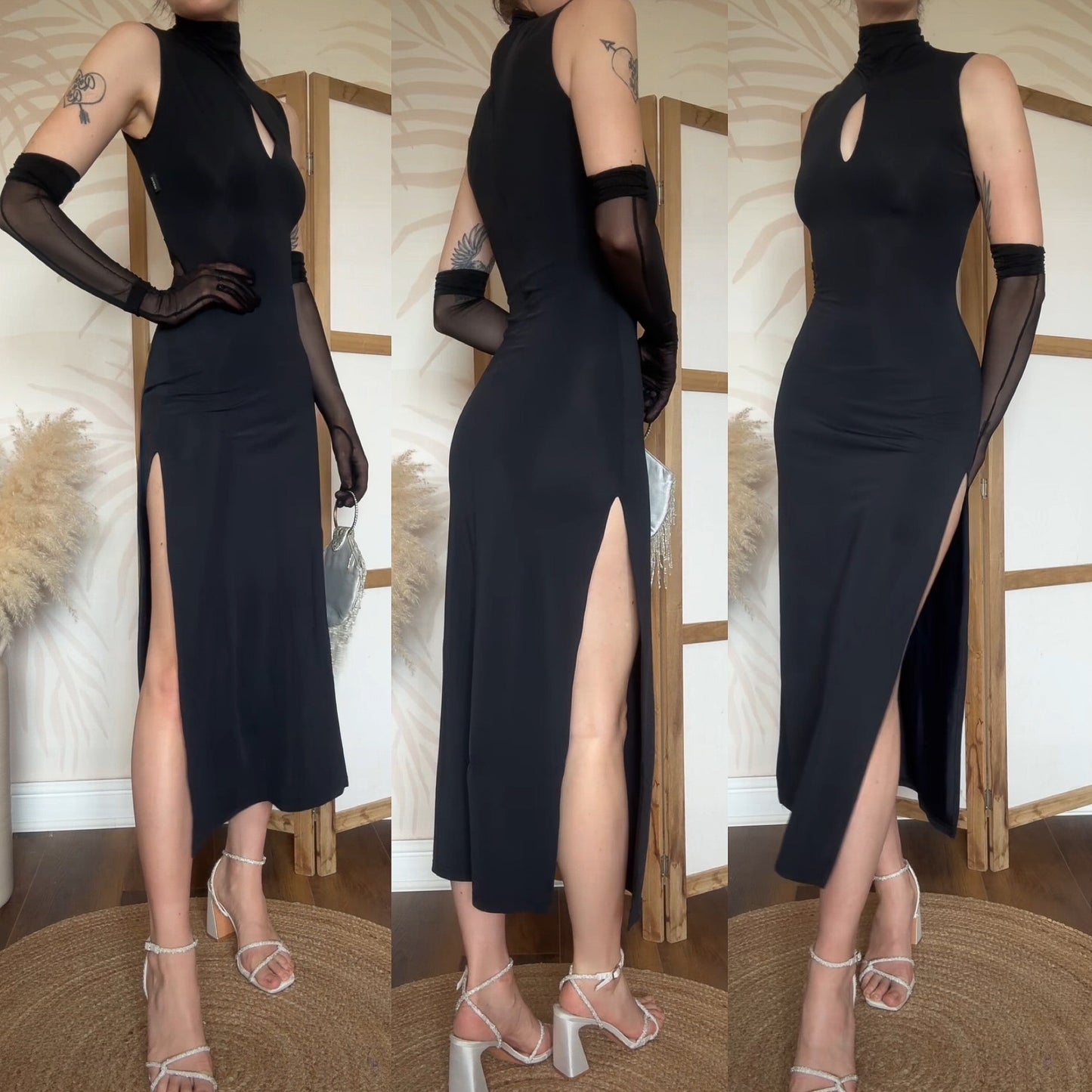Nick Coleman black stretch evening dress uk 10 & 14