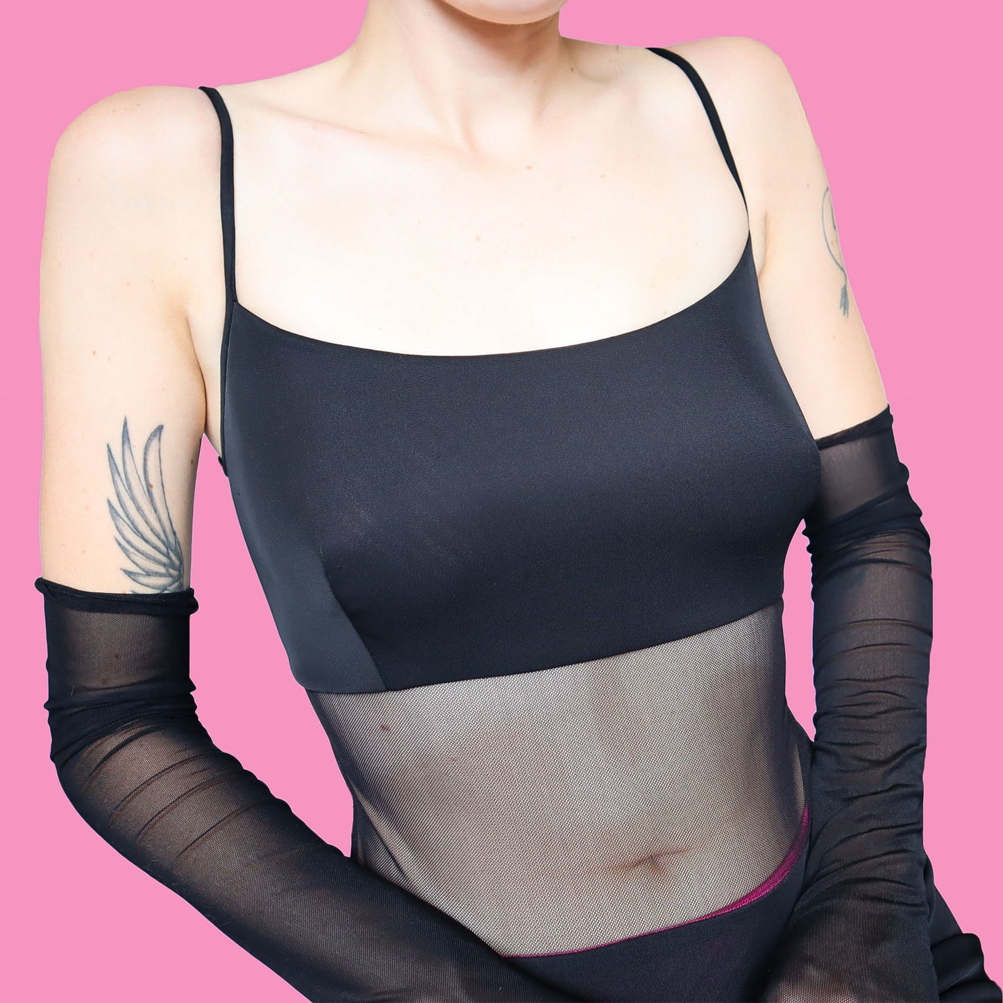 Black After Six stretch sheer waist evening dress UK 16