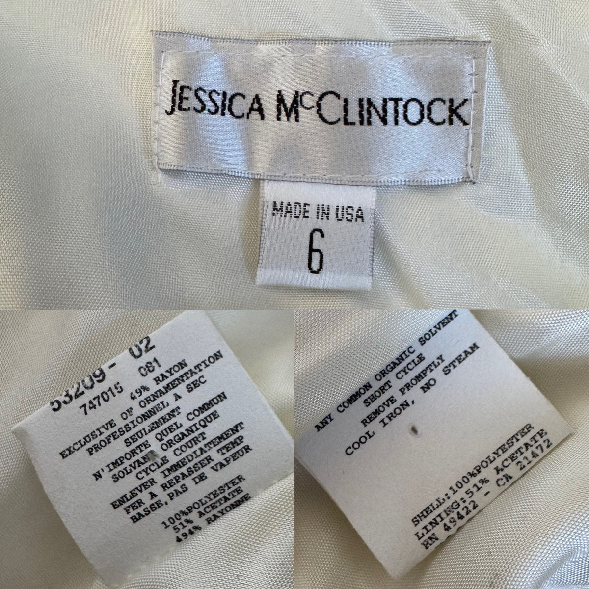 Jessica McClintock ivory lace wedding or evening dress uk 8-10