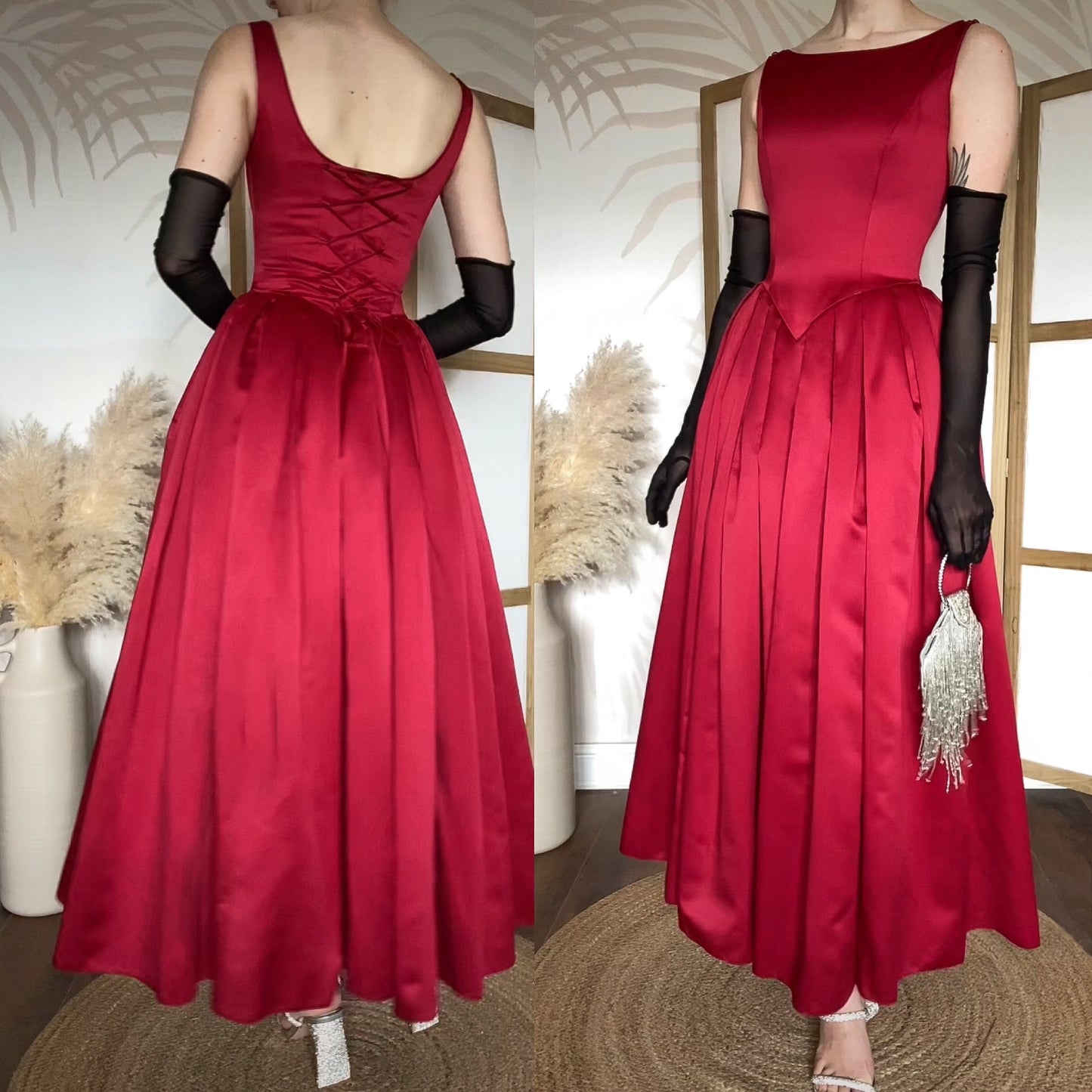 Berkertex red fit & flare evening dress uk 8