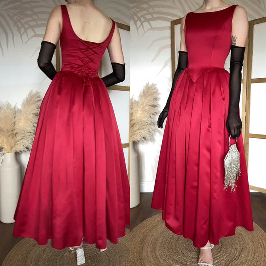 Berkertex red fit & flare evening dress uk 8