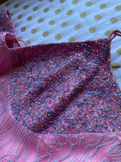 After Six pink lace fitted evening dress UK 12