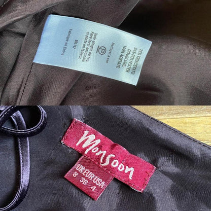 Monsoon maroon silky slip dress UK 8