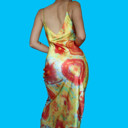 YVE London silky tie dye slip dress UK 10/12