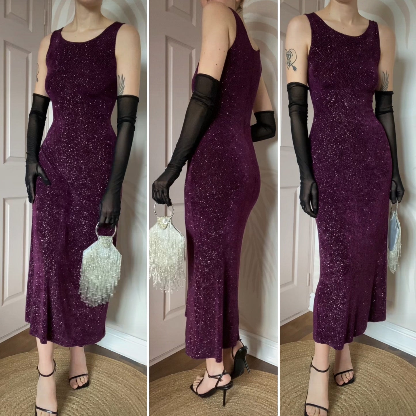 Bay trading purple glittery stretch evening dress UK 12 & 14 available