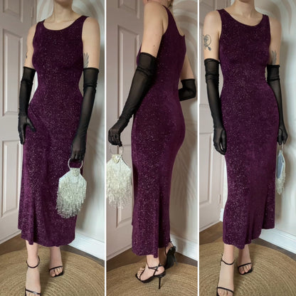 Bay trading purple glittery stretch evening dress UK 12 & 14 available