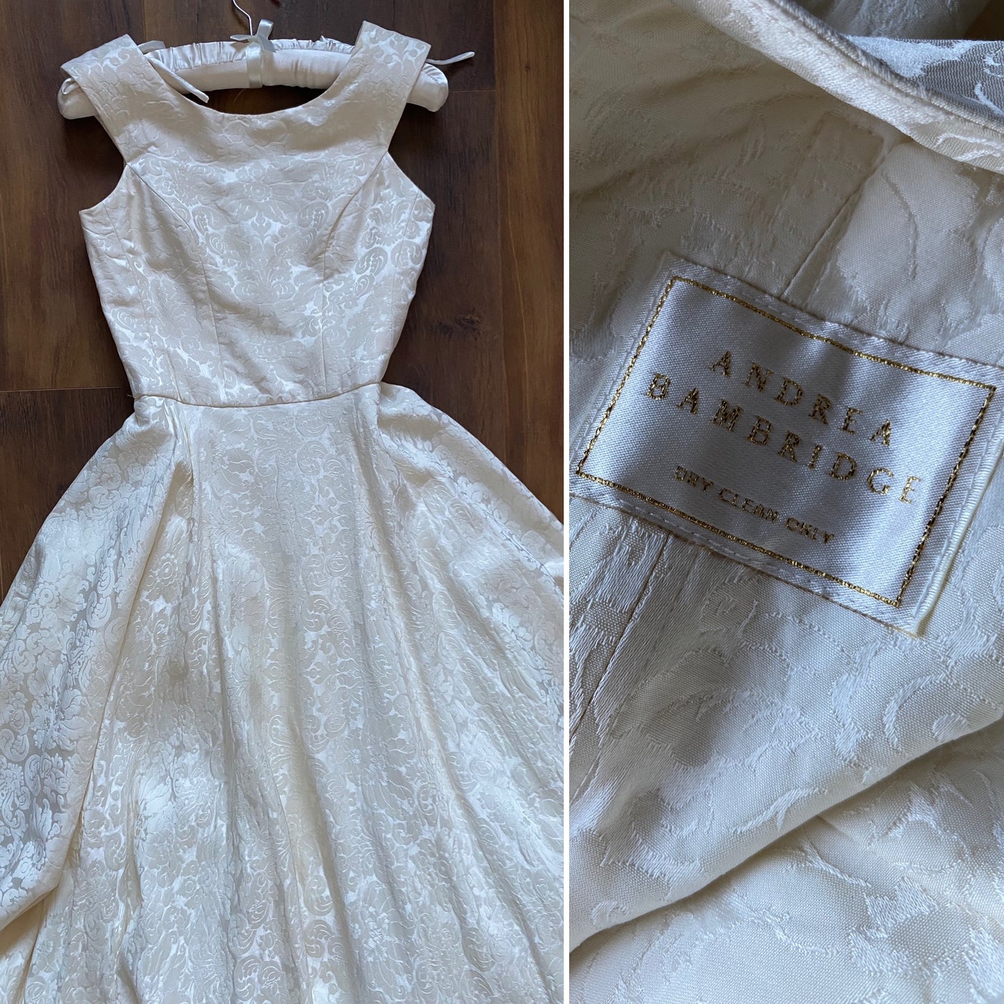 Ivory floral jacquard fit & flare wedding dress uk 10