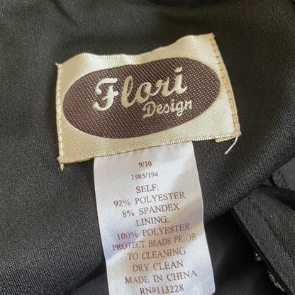 Black stretch beaded open back evening dress UK 12