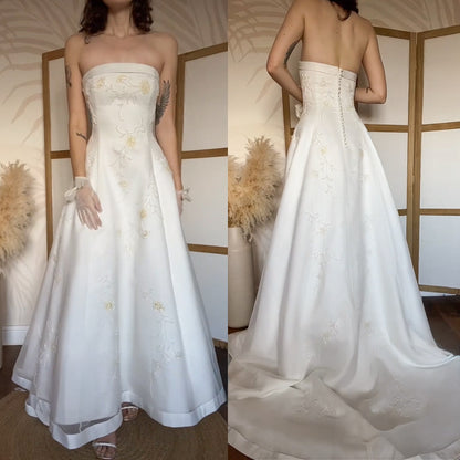 Romantica strapless a-line beaded wedding gown uk 12