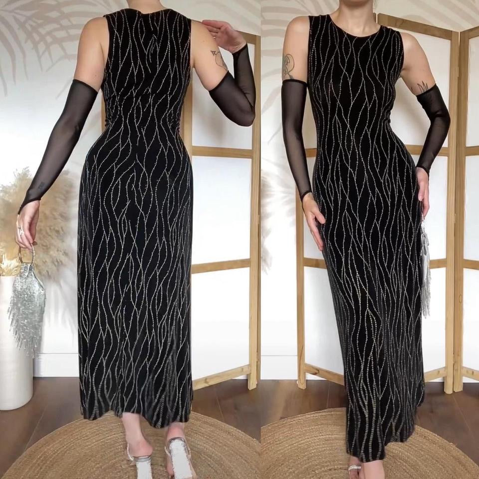 Ronni Nicole black stretchy maxi dress uk 10/12