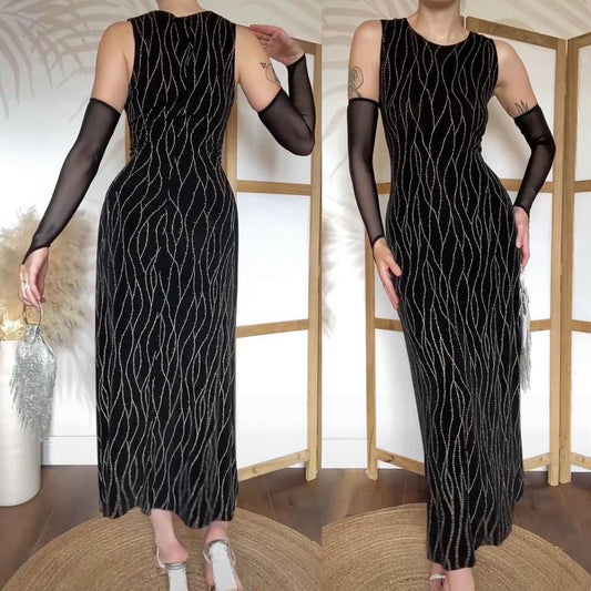 Ronni Nicole black stretchy maxi dress uk 10/12