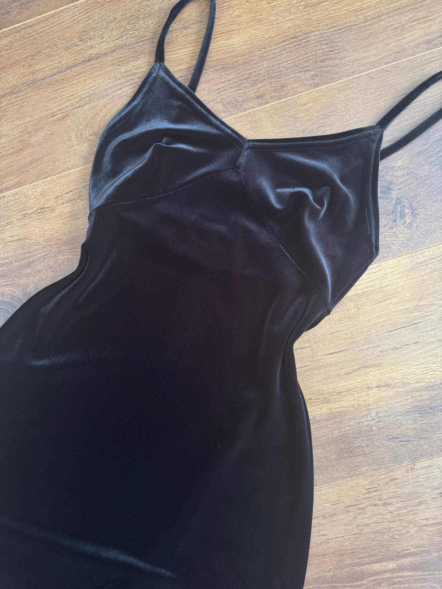 Black velvet y2k bodycon evening dress uk 8-10/small