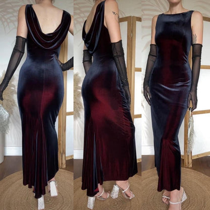 Yve London iridescent velvet stretch evening dress uk 12