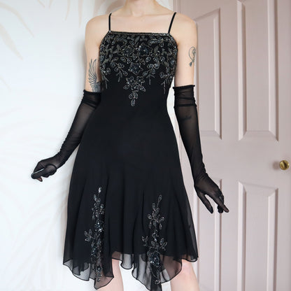 Black beaded midi dress UK 12
