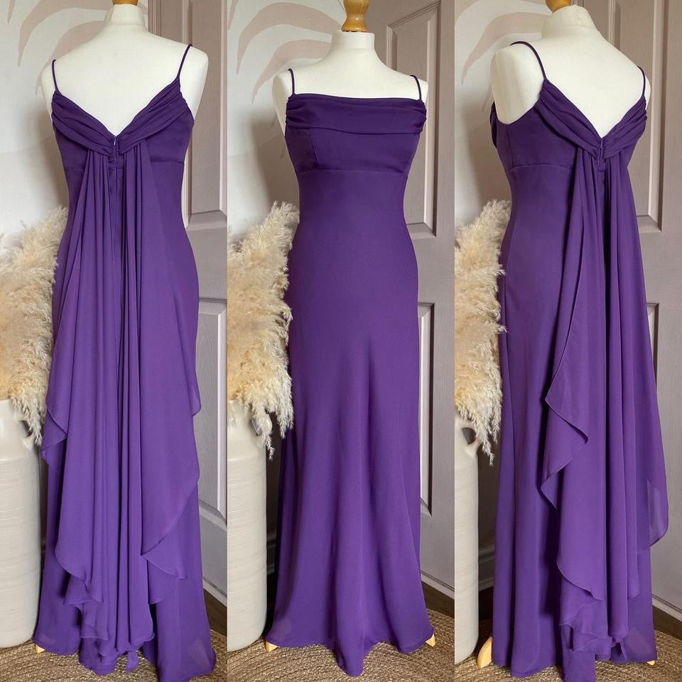 Purple petite chiffon evening dress uk 12