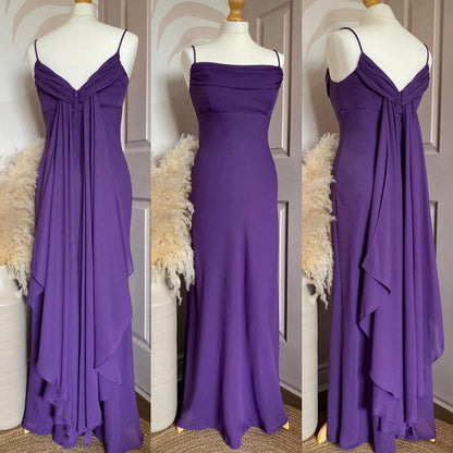 Purple petite chiffon evening dress uk 12